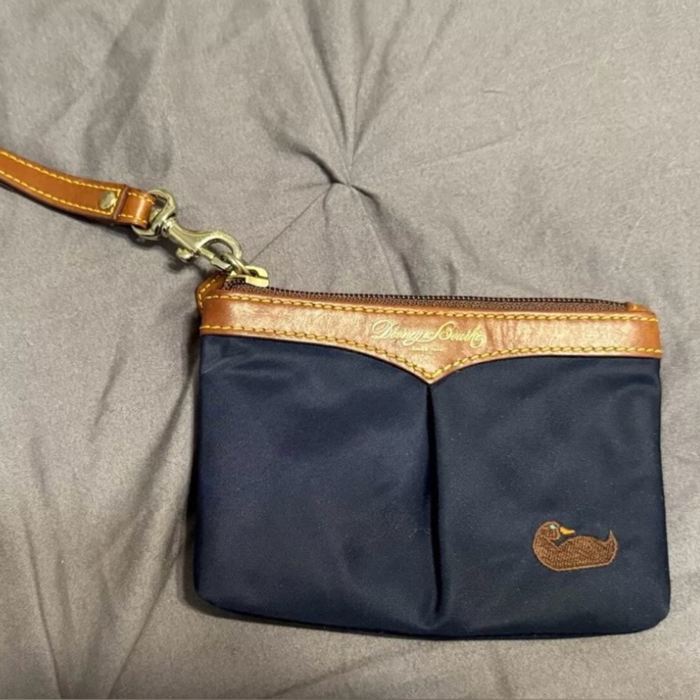 Dooney & Bourke Navy and Brown Wristlet